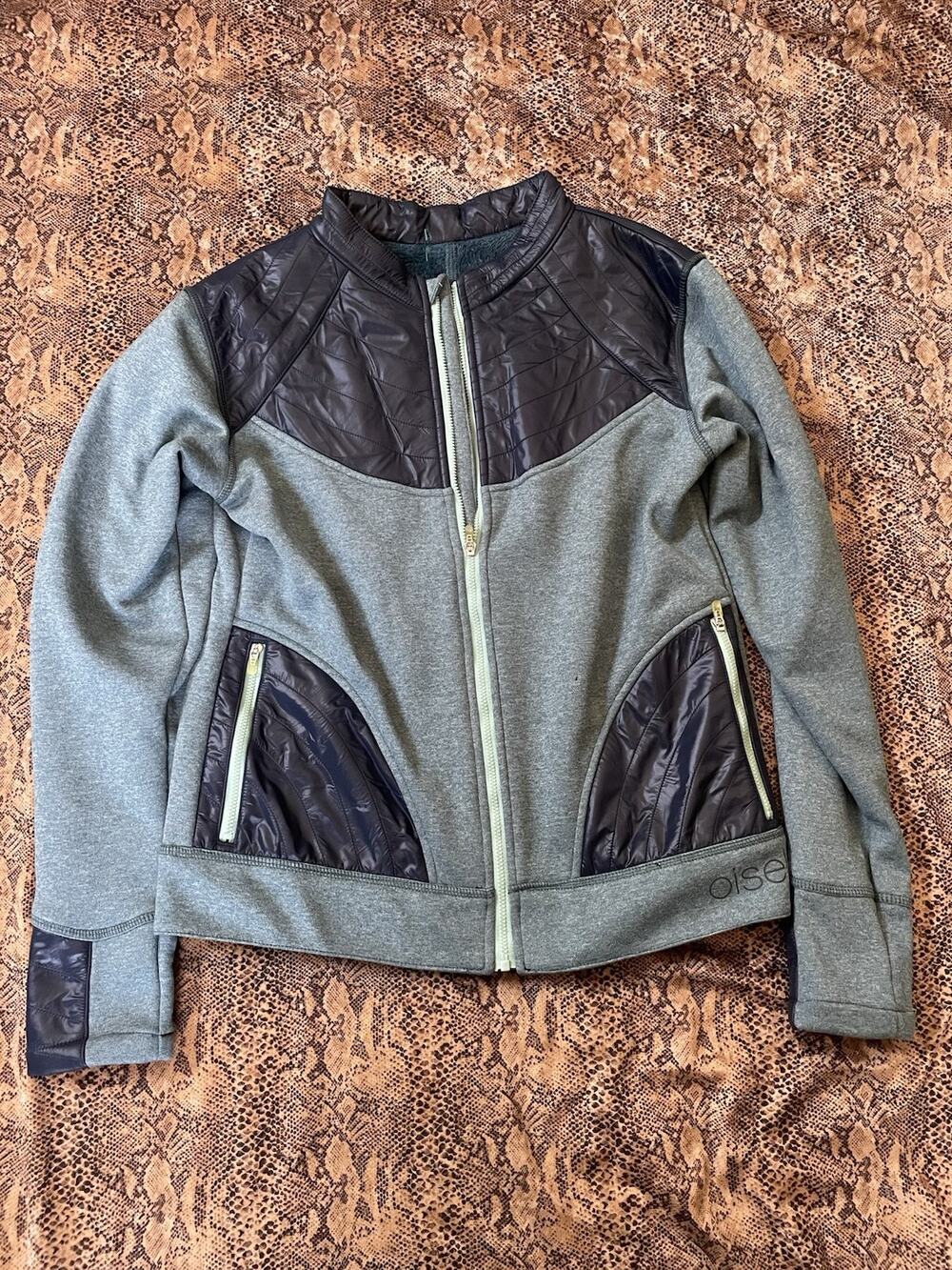 Oiselle Cloud Control Quilted Zip Up Blue Green Jacket Fleece Lined Size Small